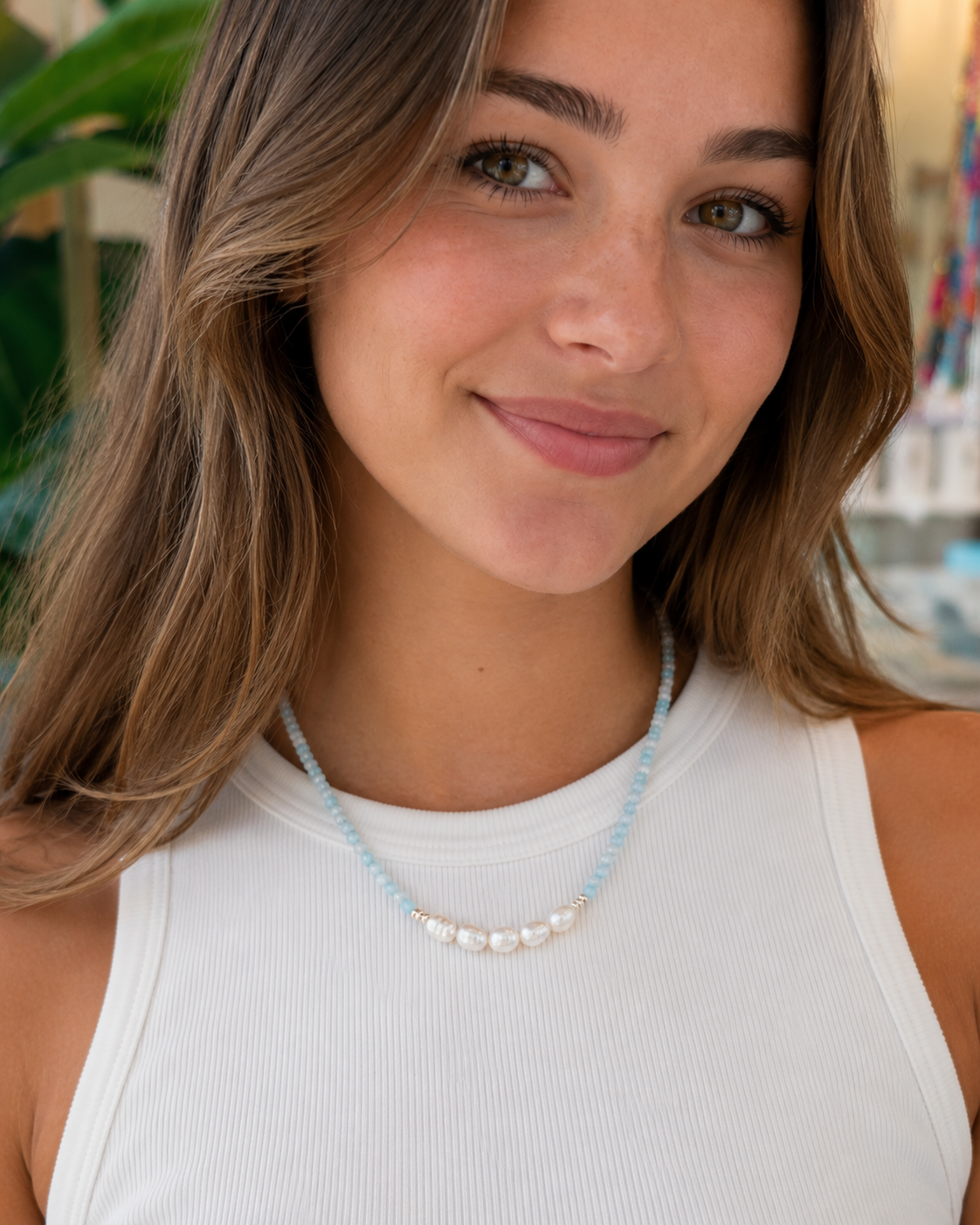 Aquamarine and Pearl Necklace