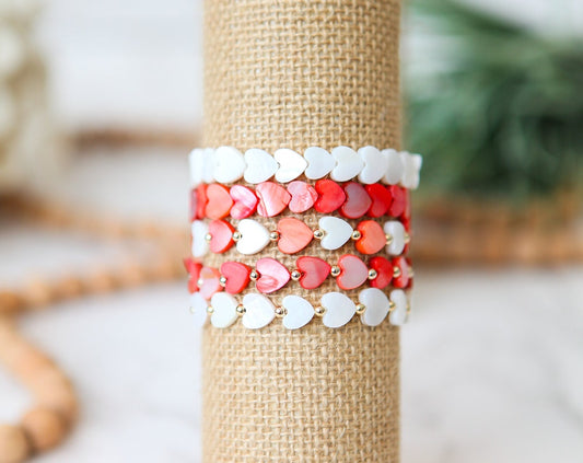 Pink and White Heart Bracelet